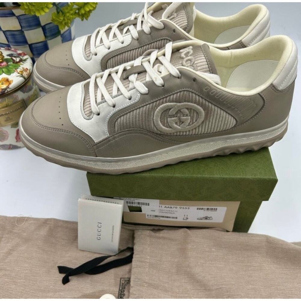 Men's Gucci Mac 80 low top leather sneakers size 11 fits 11.5 US made in Italy - Picture 7 of 14